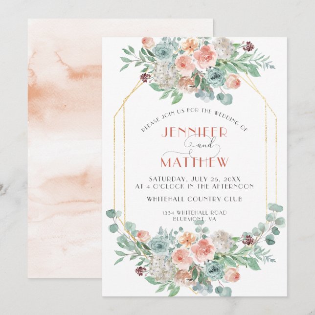 Blooming Apricot Floral | Invitation (Front/Back)