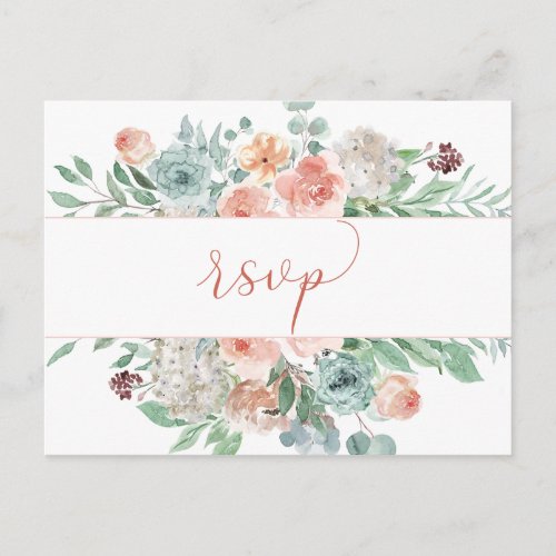 Blooming Apricot Watercolor Floral RSVP Postcard