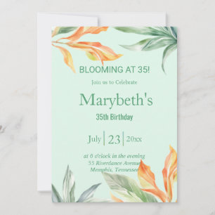 Blooming at 35 - Exotic Floral Birthday Invitation