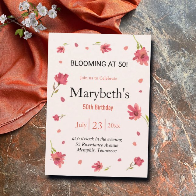 Blooming at 50 - Floral Birthday Invitation (Creator Uploaded)