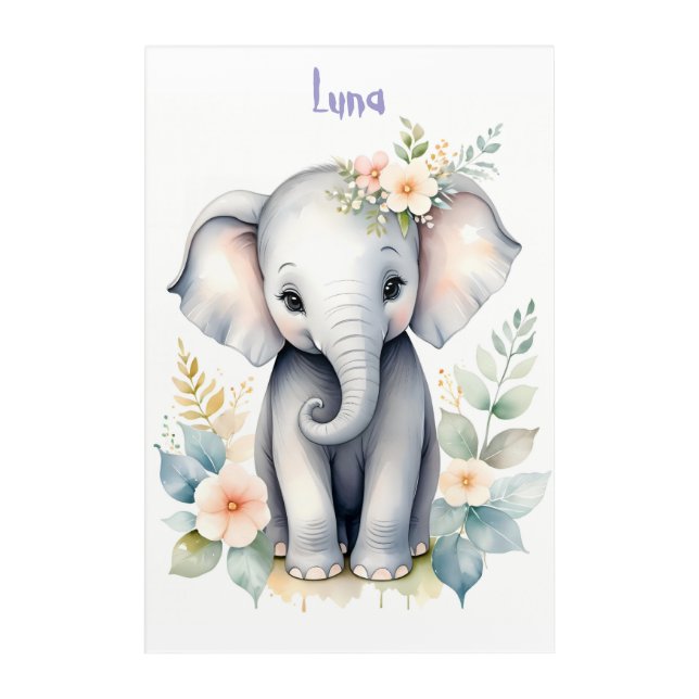 Blooming Baby Elephant Acrylic Print (Front)