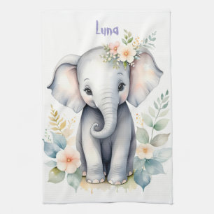 Blooming Baby Elephant Kitchen Towel