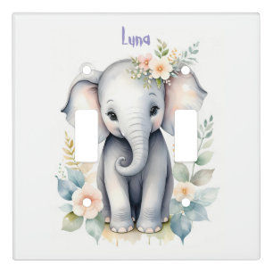 Blooming Baby Elephant Light Switch Cover