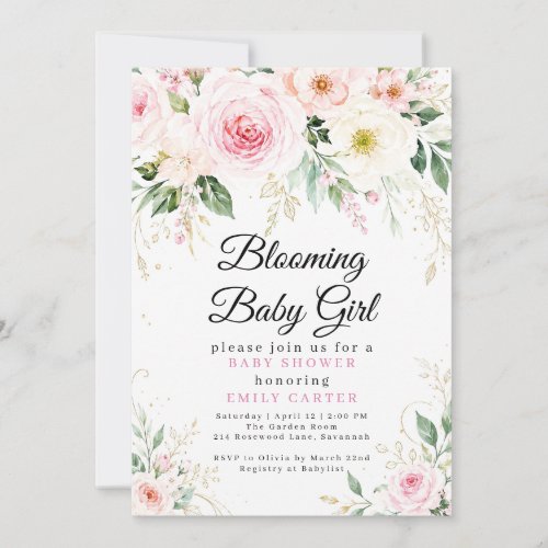 Blooming Baby Girl Floral Baby Shower Invitation