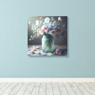 Blooming Beauty A Jar Full of Flowers Canvas Print