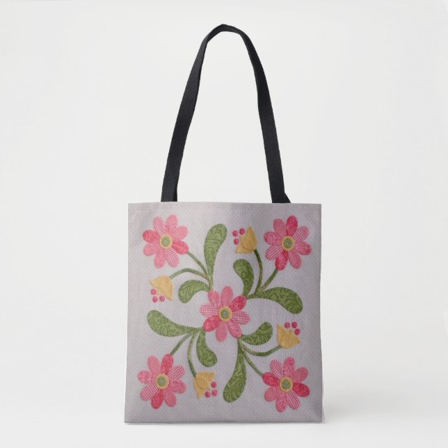  Blooming Beauty: Ariah Appliqued Floral Tote (Front)