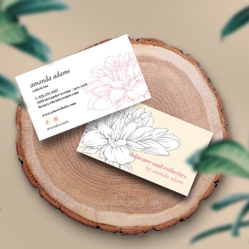 Blooming Beauty  Cream Gray Skincare esthetician Business Card