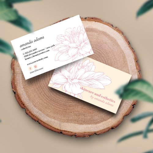 Blooming Beauty  Cream Pink Skincare esthetician Business Card