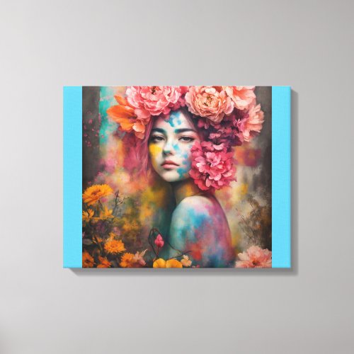 Blooming Beauty Floral Figure on Canvas Canvas Print