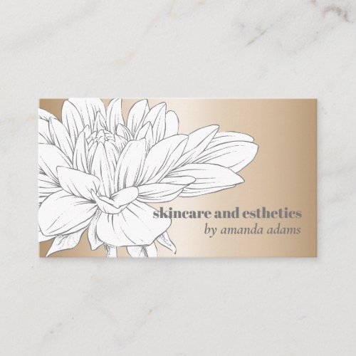 Blooming Beauty  Gold Flower Skincare esthetician Business Card
