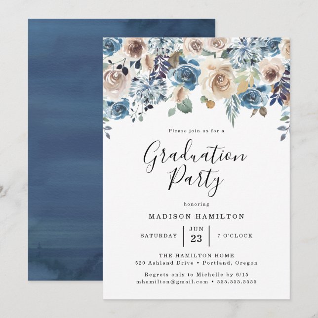 Blooming Beauty | Graduation Party Invitation (Front/Back)