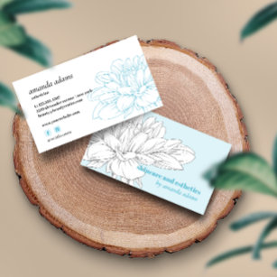 Blooming Beauty   Gray Blue Skincare esthetician Business Card