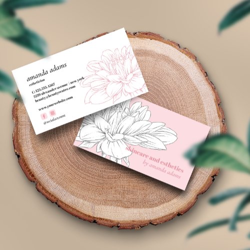 Blooming Beauty  Gray Pink Skincare esthetician Business Card