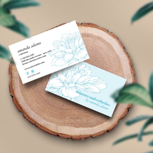 Blooming Beauty  Light Blue Skincare esthetician Business Card