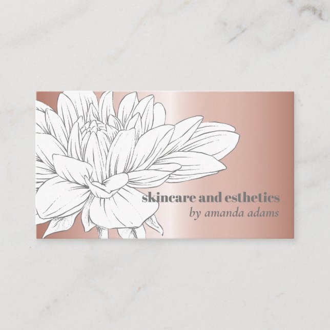 Blooming Beauty | Rose Gold Skincare esthetician Business Card (Front)