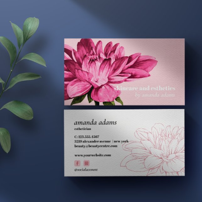 Blooming Beauty | Watercolor Skincare esthetician Business Card (Creator Uploaded)