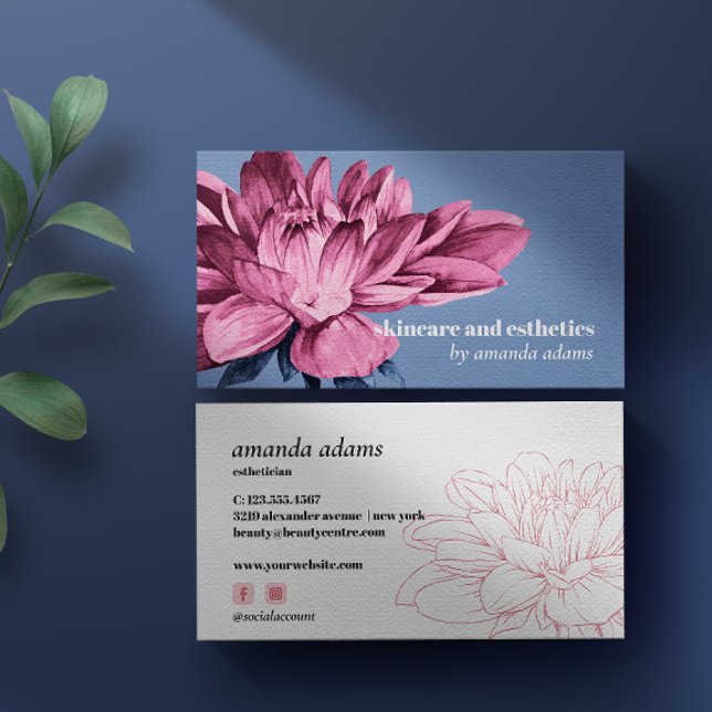 Blooming Beauty | Watercolor Skincare esthetician Business Card (Creator Uploaded)