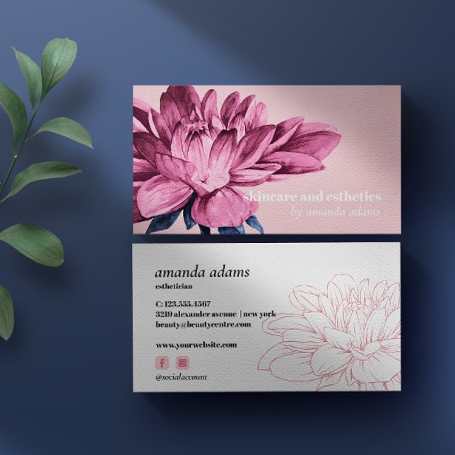 Blooming Beauty | Watercolor Skincare esthetician Business Card (Creator Uploaded)