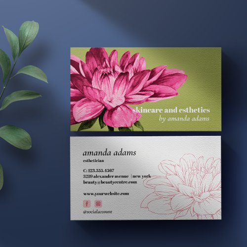 Blooming Beauty  Watercolor Skincare esthetician  Business Card