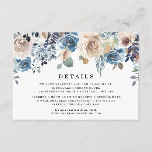 Blooming Beauty  Wedding Details Card