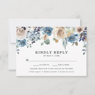 Blooming Beauty Wedding RSVP Card with Meal Choice