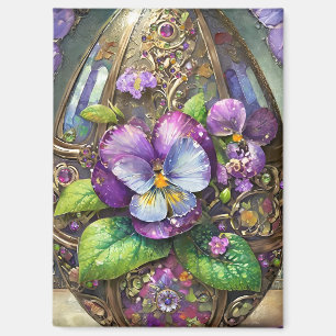 Blooming Birds Foot Violets Wildflowers Easter Egg Magnet
