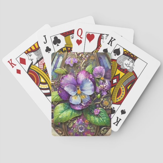 Blooming Birds Foot Violets Wildflowers Easter Egg Poker Cards (Back)