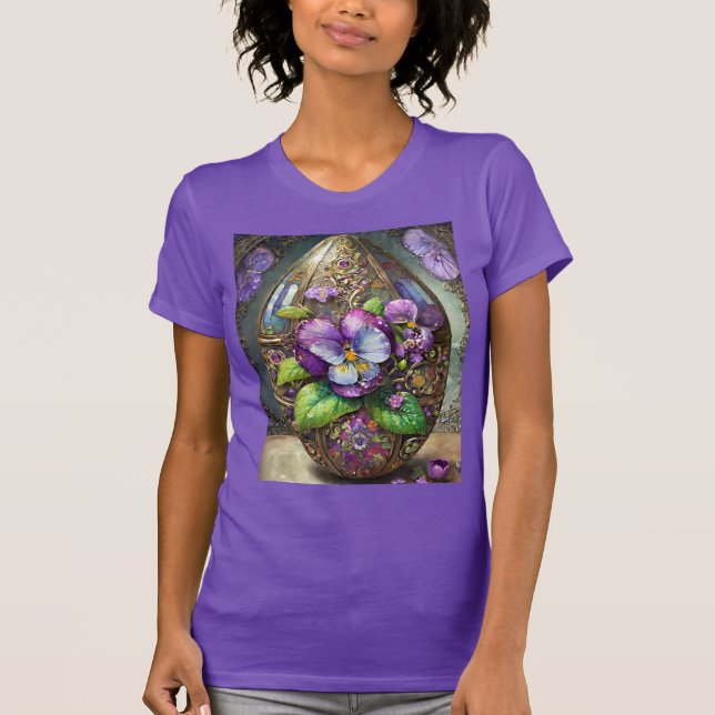 Blooming Birds Foot Violets Wildflowers Easter Egg T-Shirt (Front)