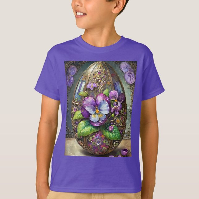 Blooming Birds Foot Violets Wildflowers Easter Egg T-Shirt (Front)