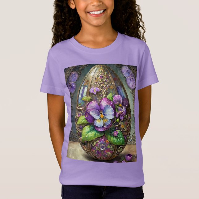 Blooming Birds Foot Violets Wildflowers Easter Egg T-Shirt (Front)