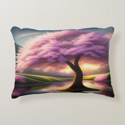 Blooming Bliss Pink Tree Pillow Design