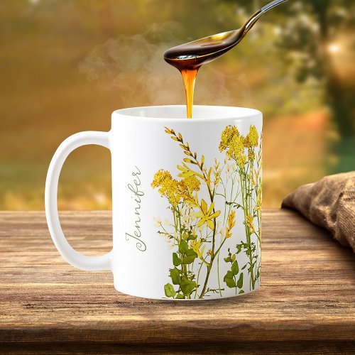 Blooming Bliss Yellow Floral Inspirational  Coffee Mug