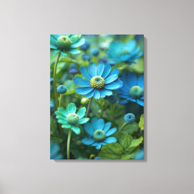 Blooming Blue and Green Field Canvas Print (Front)