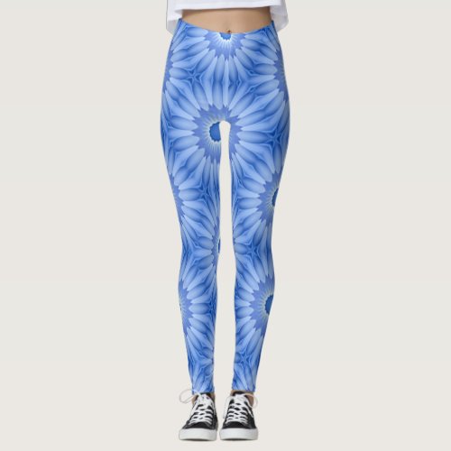 Blooming Blue and White Flowers  Leggings