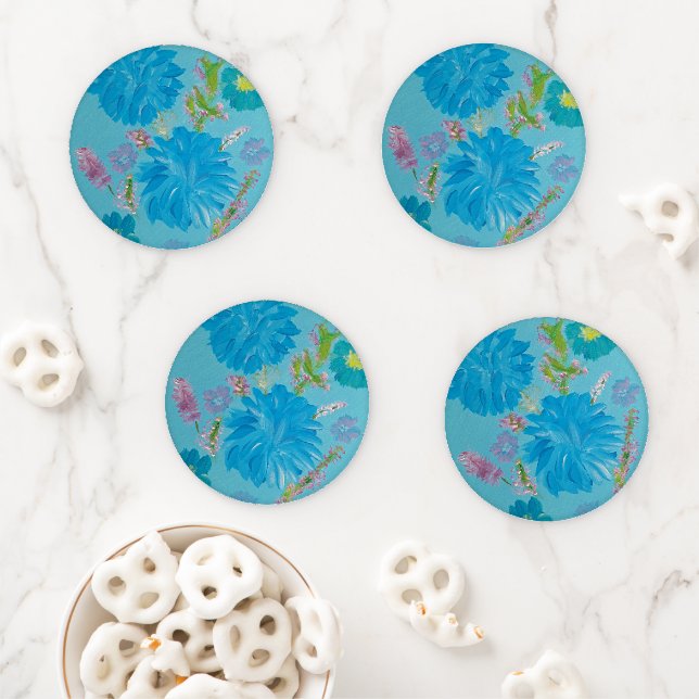 Blooming Bluebells Floral Coaster Set (In Situ)