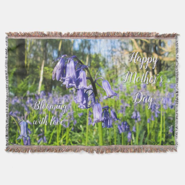 Blooming Bluebells - Personalized Mother's Day Throw Blanket (Front)