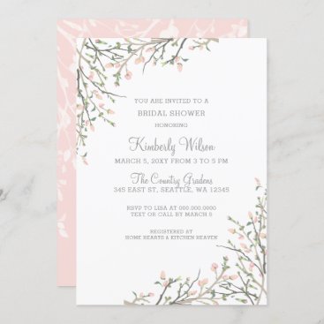 Blooming Blush Floral Wedding Bridal Shower Invitation