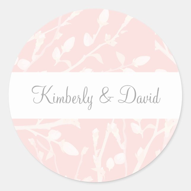 Blooming Blush Floral Wedding Classic Round Sticker (Front)