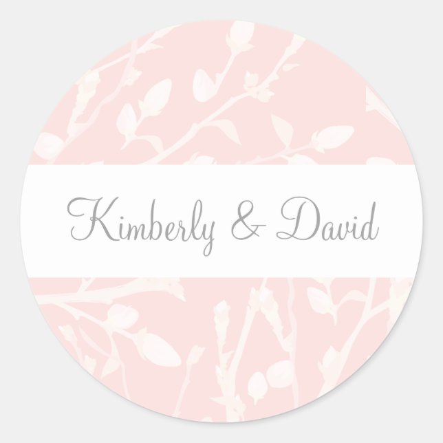 Blooming Blush Floral Wedding Classic Round Sticker (Front)