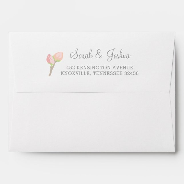 Blooming Blush Floral Wedding Envelope (Back (Top Flap))