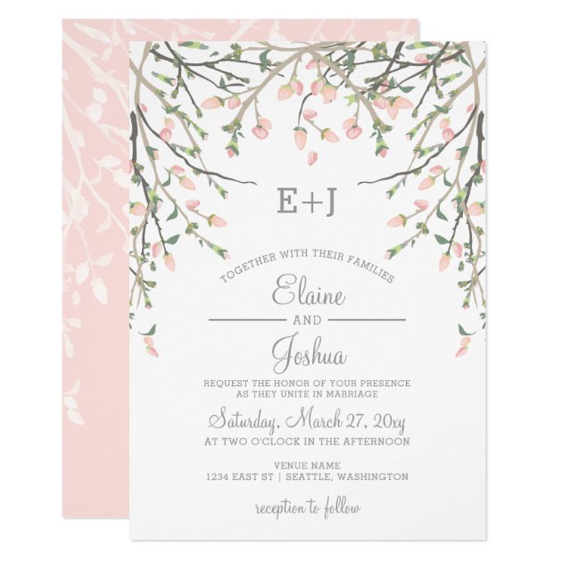 Blooming Blush Floral Wedding Invitations
