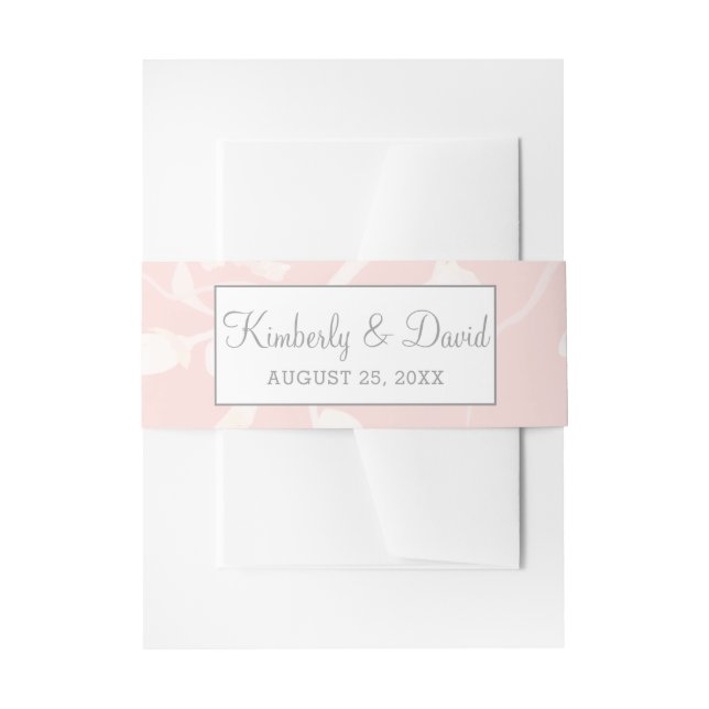 Blooming Blush Floral Wedding  Invitations Invitation Belly Band (Front Example)