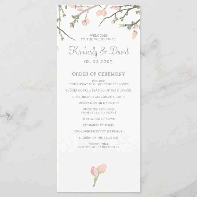Blooming Blush Floral Wedding Programs (Front)