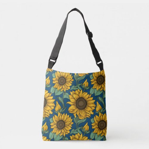 Blooming Botanical Blossoming Sunflower Crossbody Bag