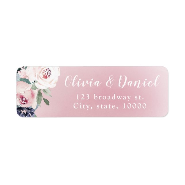 Blooming botanical blush floral return address label (Front)