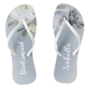 silver bridesmaid flip flops