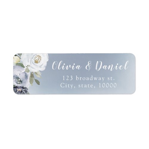 Blooming botanical dusty blue return address label