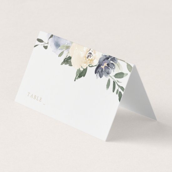 Blooming botanical dusty blue Wedding place cards