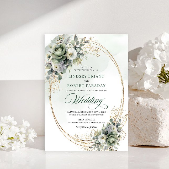 Blooming botanical foliage wedding invitation (Blooming botanical foliage wedding invitation)
