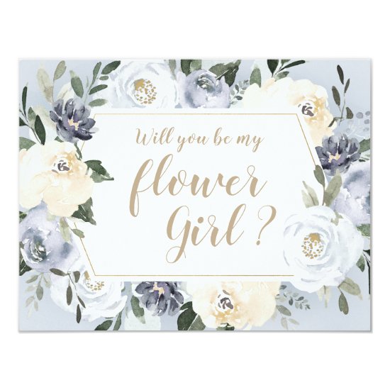 Blooming botanical gray Will you be my flower girl Invitation